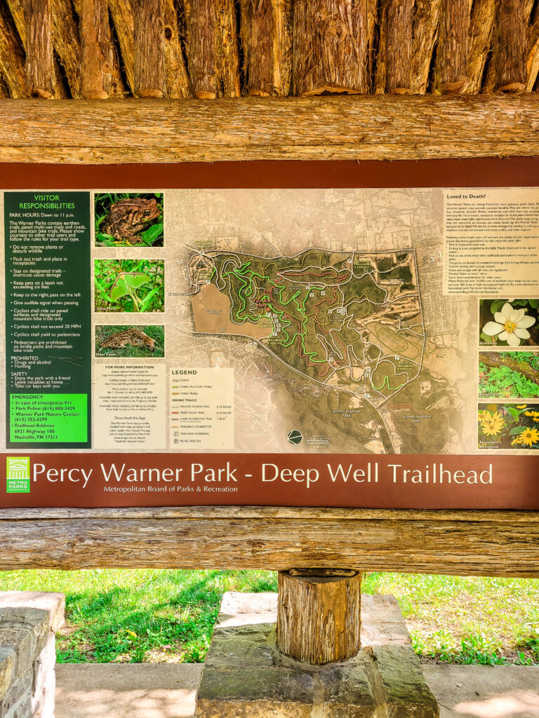 Deep Well Trailhead and Entrance at Percy Warner Park